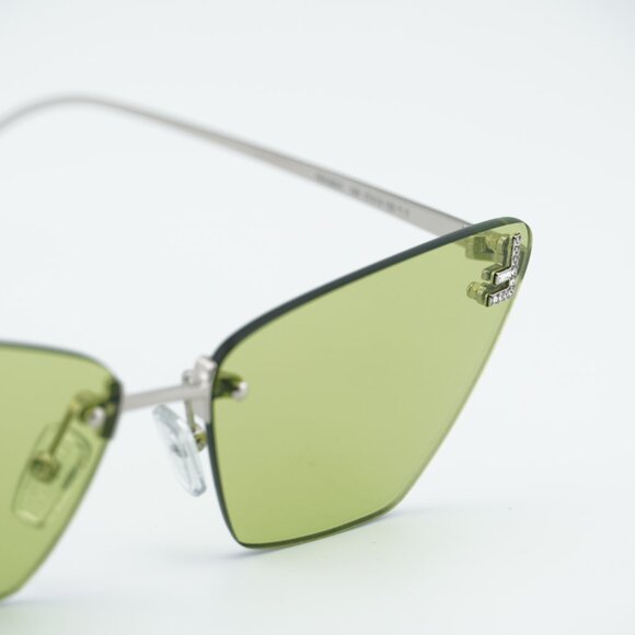 Fendi FE4160US 16N Sunglasses Silver Cat Eye Frame, Green Lenses main image 10